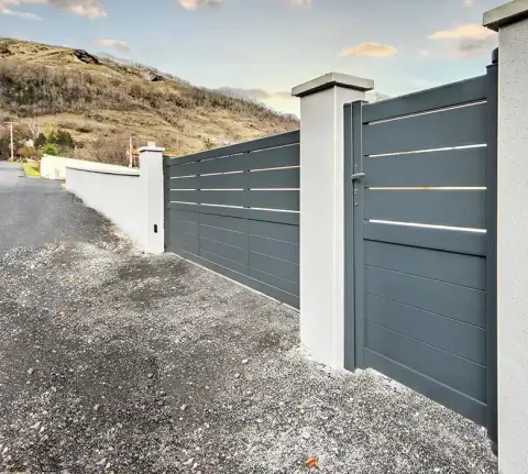 portail et portillon gris alu semi plein