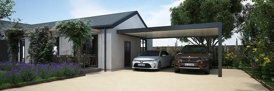 Carport autoportant double en aluminium Trevor Kostum