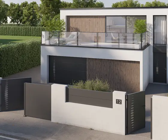 entrée de maison avec portail et portillon Kostum