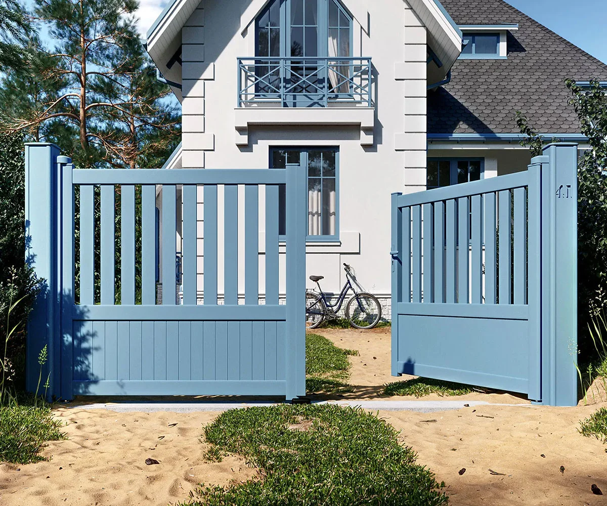 Portail aluminium battant Argoat Kostum RAL 5014