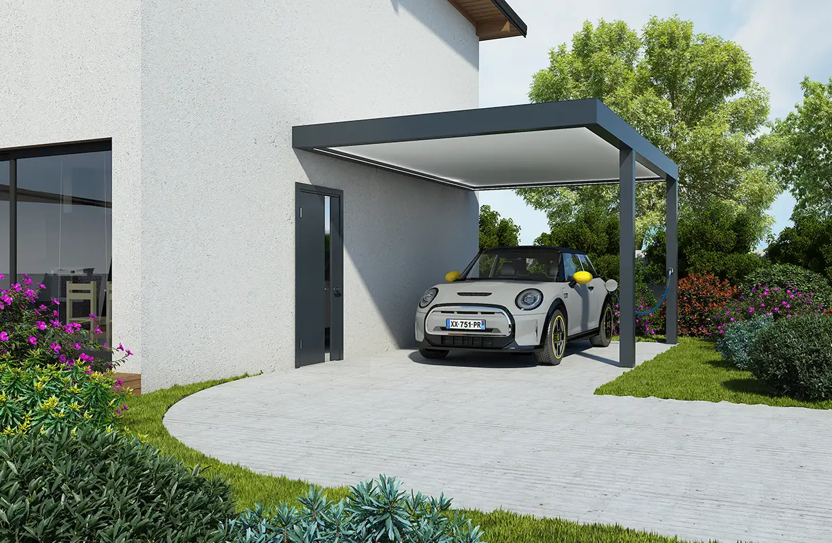 Carport adossé aluminium Trevor avec prise