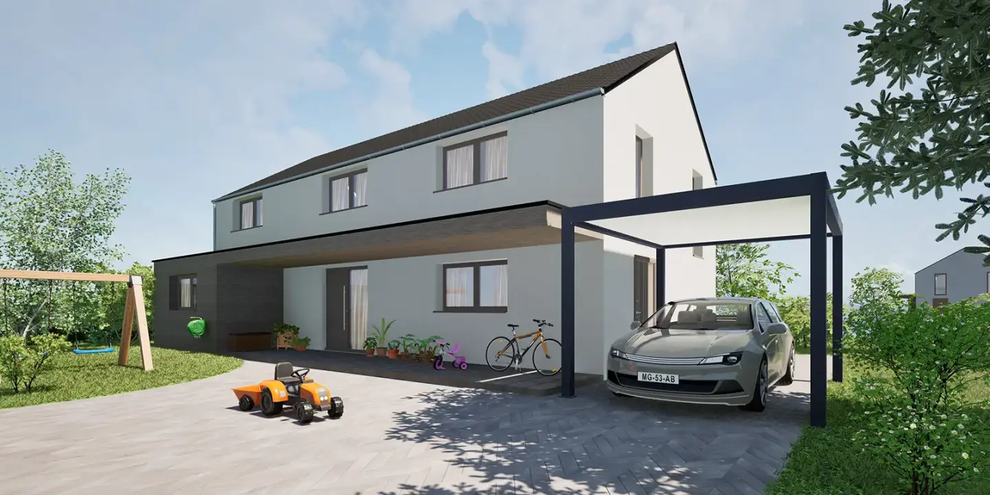 Cochera adosada de aluminio Ivor - protección vehículos