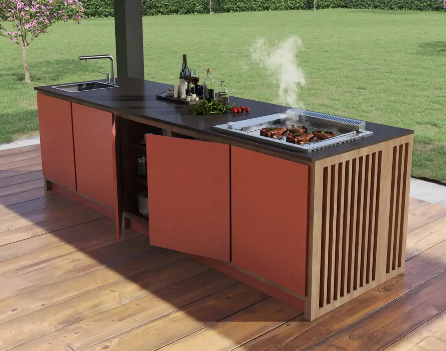 Vue détaillée de la plancha intégrée