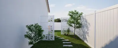 Celosía de aluminio Klaustra 9016 con decoración Dana