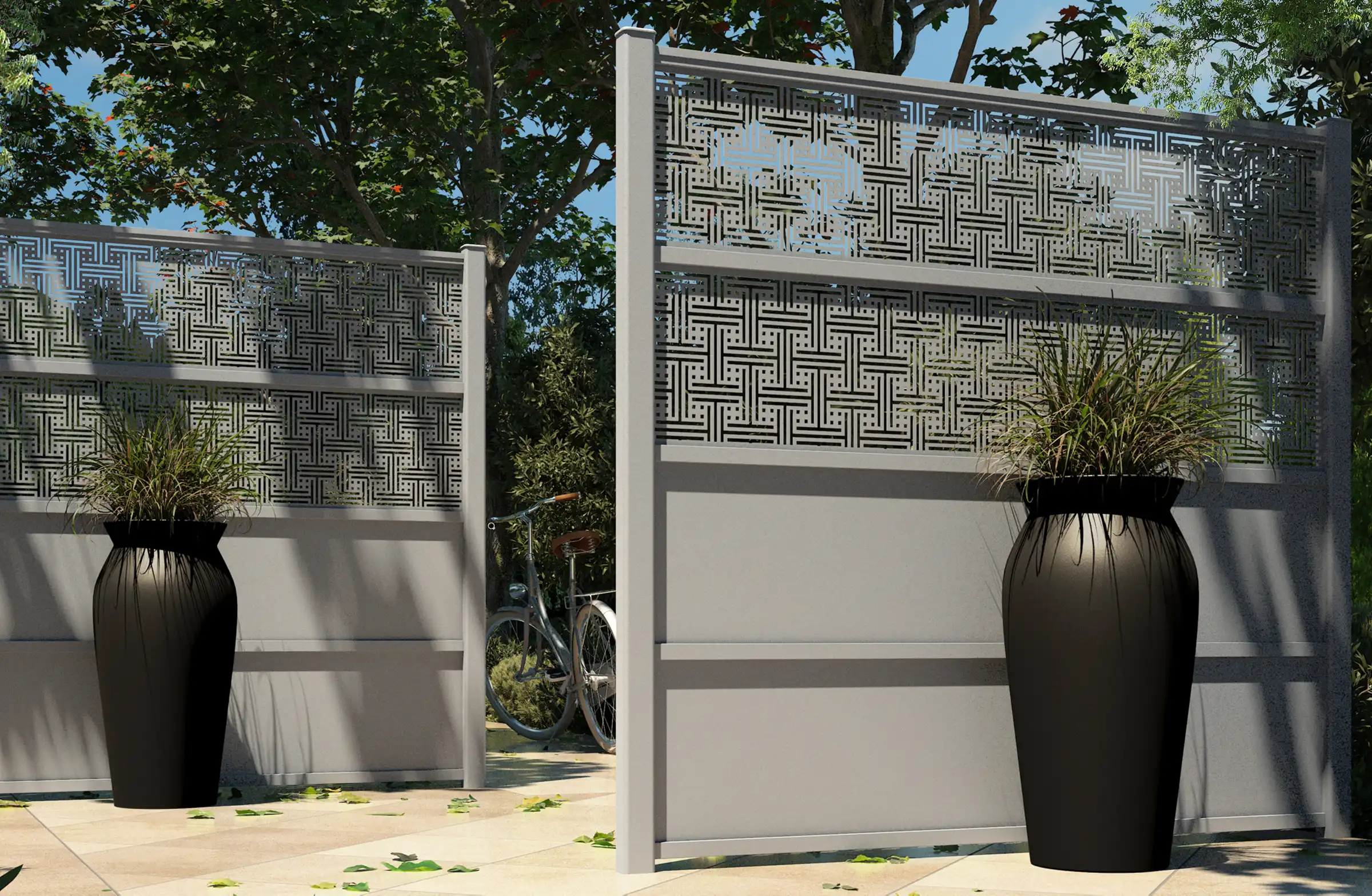 Celosía de aluminio negro mate instalación mural