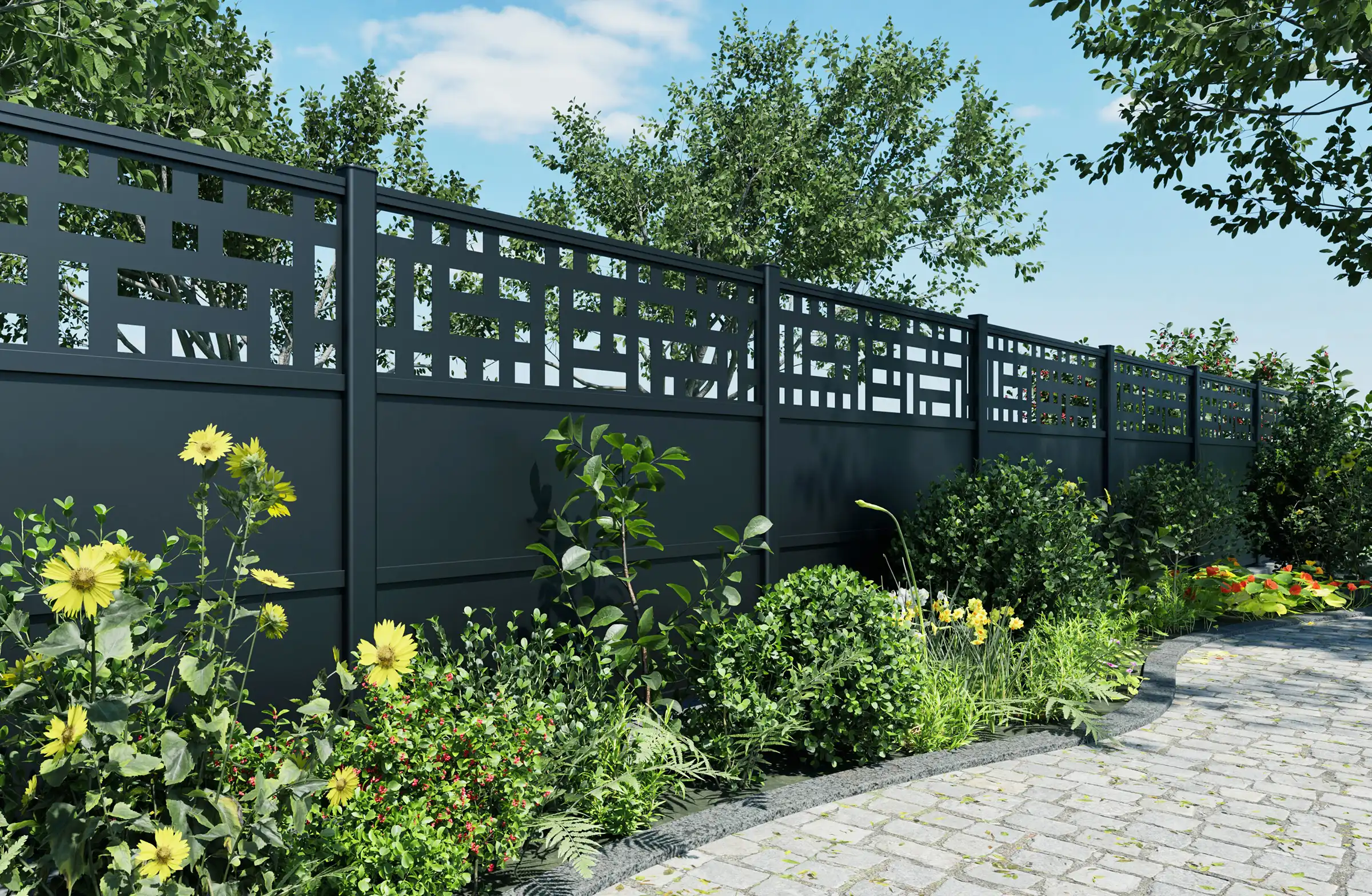 Celosía de aluminio autoportante para balcón