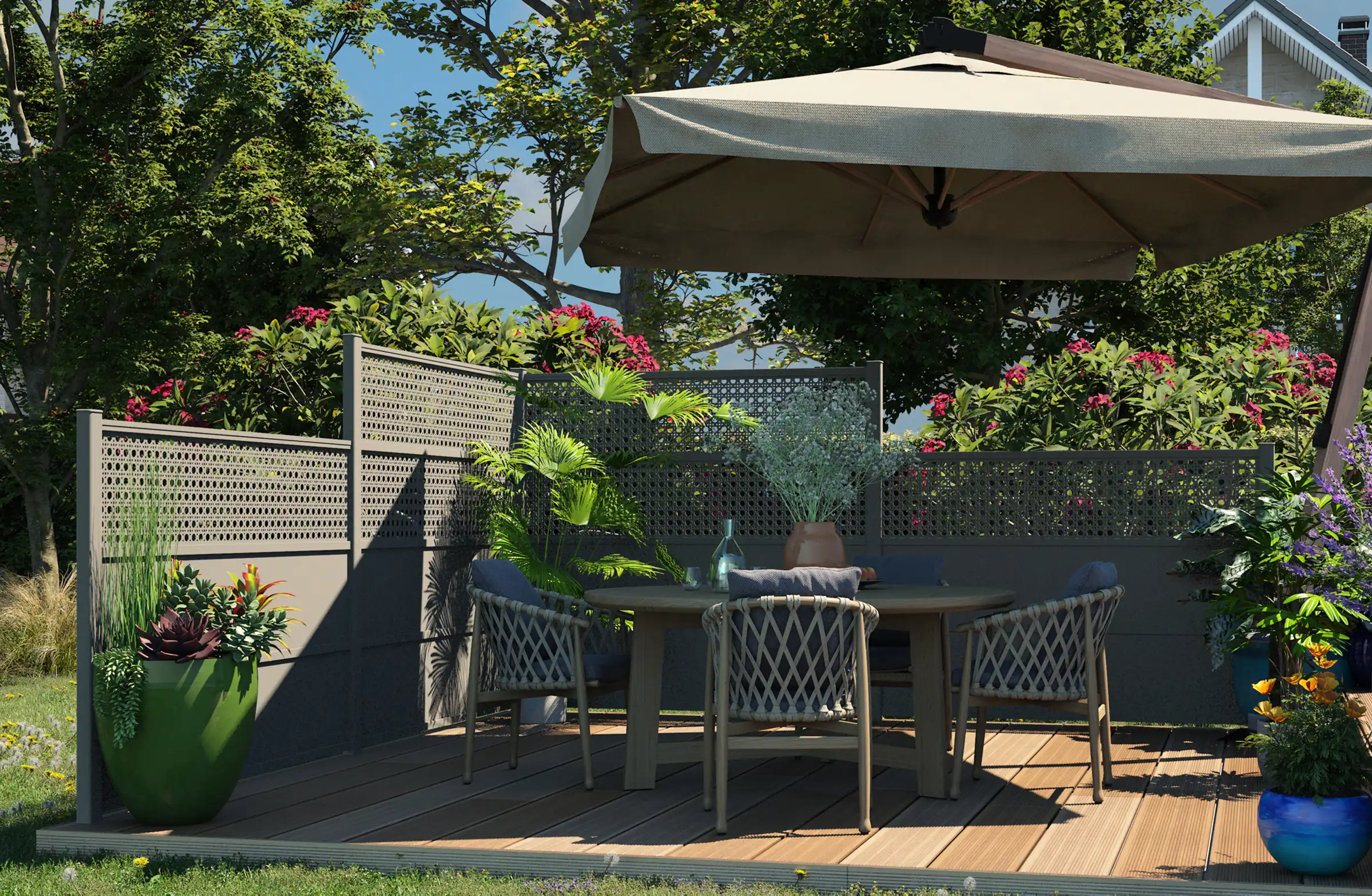 Celosía de aluminio gris antracita diseño moderno