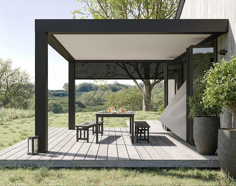 pérgola adosada de aluminio poppy
