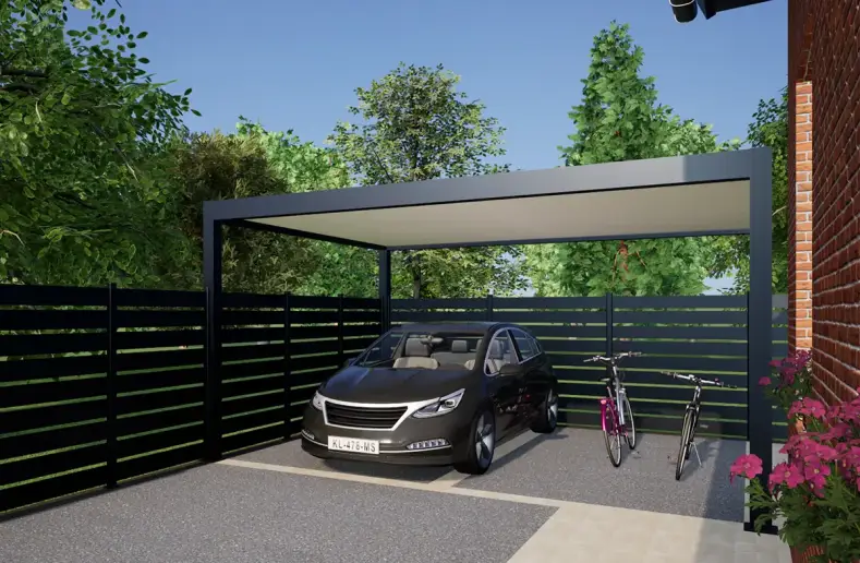 Cochera adosada de aluminio Ivor blanca